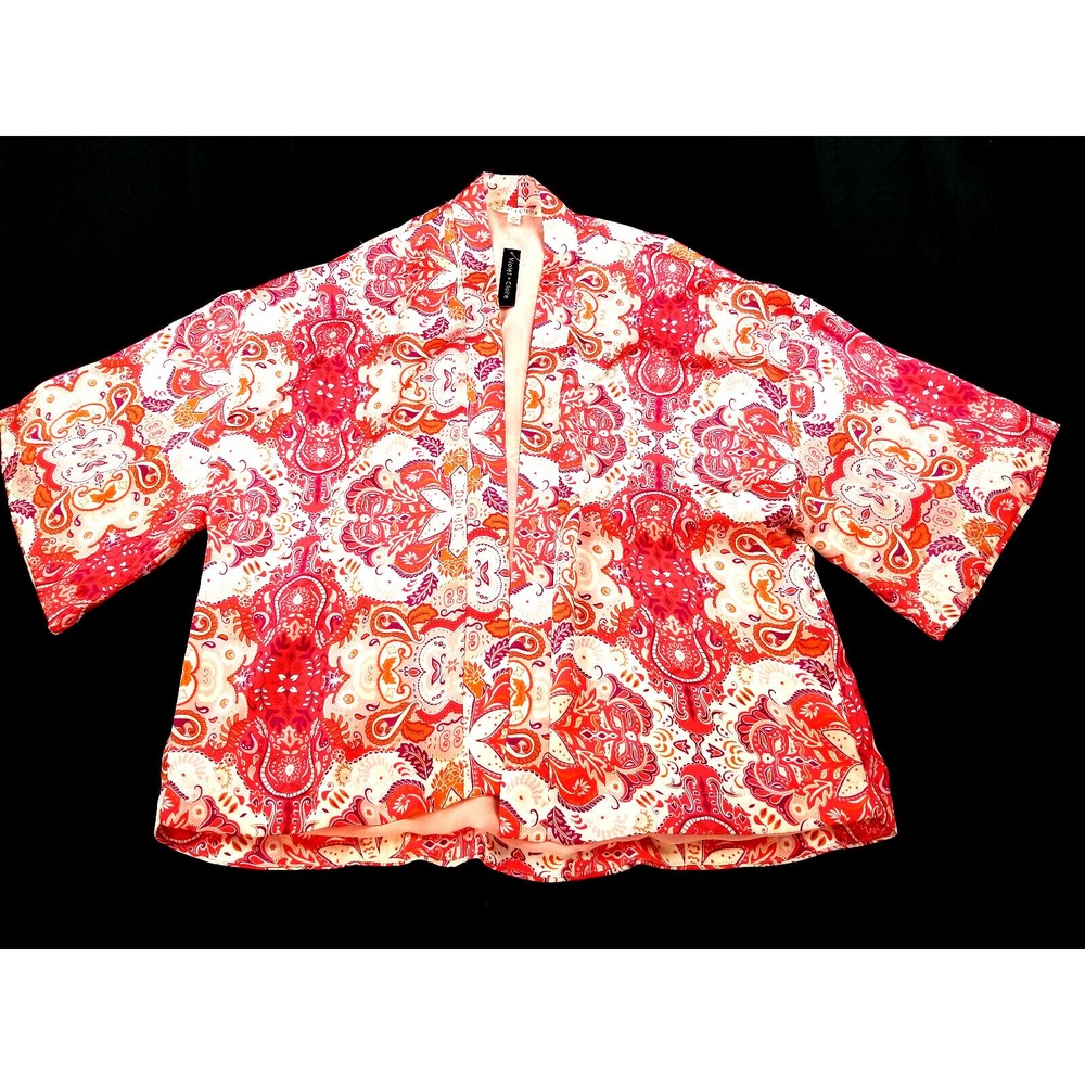 Violet + Claire Women Pajama Top Red Purple White Geometric Paisley Sz M NEW